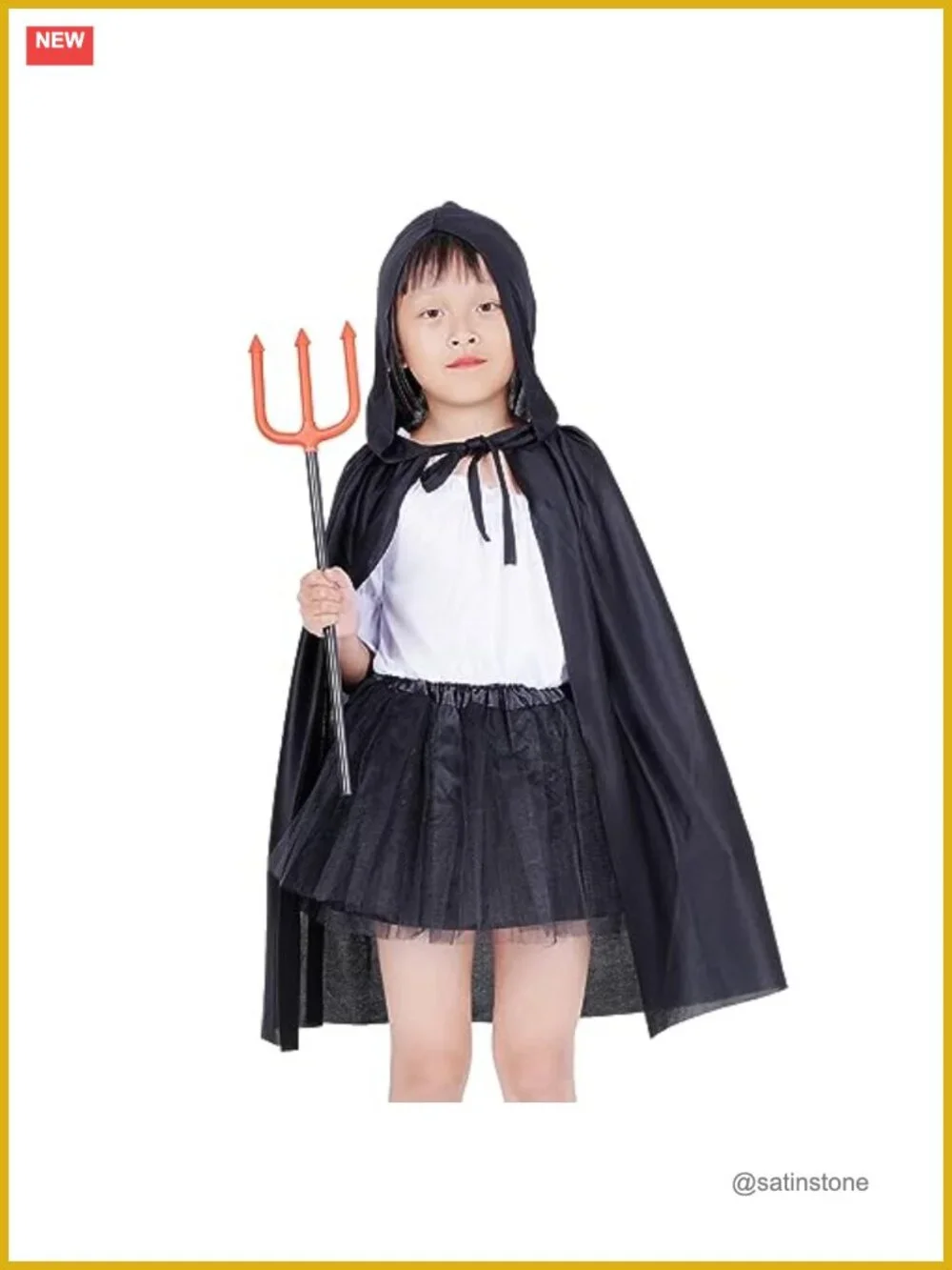 Kids Hooded Cloak Cape Halloween Costume Medieval Dress Up Polyester